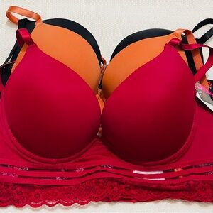 Lo Of 3-36C WOMENS SMART & SEXY SIGNATURE LACE PUSH-UP UNDERWIRE BRA, MULTICOLOR